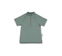 Sterntaler Camiseta de baño de Manga Corta Uni - Protección UV 50+ - Camiseta Unisex UV con Cremallera Frontal y Protector de Barbilla - Traje de baño para bebé, Verde Mate, 110
