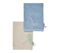 Sterntaler Dino Rexi - Manoplas de baño para bebé (2 Unidades, algodón Absorbente y Suave, para divertirse en el baño y la Ducha), Color Azul