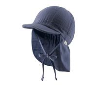Sterntaler Gorra Unisex con protección para el Cuello de Muselina de algodón con Cinta para el Sol, Azul, 45