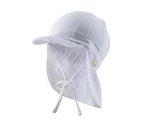Sterntaler Gorra Unisex con protección para el Cuello de Muselina de algodón con Cinta para el Sol, Blanco, 53