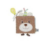 Sterntaler Libro de Juegos de bebé de Tela Suave, Juguete para bebé con Patas Colgantes, Papel crujiente y chirrido, Acolchado con Cinta, 11,5 × 13 × 4 cm, marrón Claro