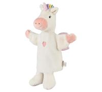 Sterntaler Marioneta de Mano de Unicornio de Suave flojel, Juguete para niños y bebés, Detalles aterciopelados, Bordado Dulce en el Vientre, Acolchado, 32 × 26 × 10 cm, Color Crudo