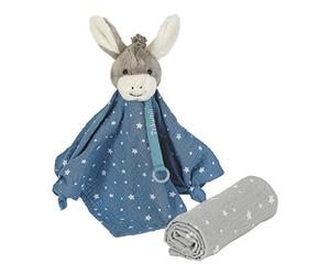 Sterntaler Set para Dulces Sueños, Emmi el burro, Doudou con pañuelo y portachupetes, Celeste/Gris