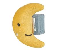 Sterntaler Sonajero con forma de luna, juguete para las manos, puños elásticos, fácil de poner, sonajero para jugar y agarrar, 7,5 × 6 × 3 cm, amarillo mate