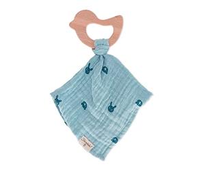 Sterntaler Toalla de Seguridad Unisex para bebé, con mordedor Kinni y Kalla, Manta de Seguridad para bebé y niña, orgánica, Azul Jaspeado