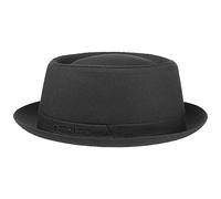 Stetson Athens Cotton Porkpie Sombrero Mujer/Hombre - Sombrero de Tela de algodón - Pork Pie Fabricado en Italia - Invierno/Verano - con Forro Interior - Negro 59 cm