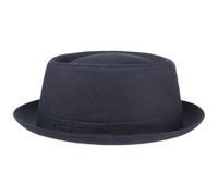 Stetson Athens Cotton Porkpie Sombrero Mujer/Hombre - Sombrero de Tela de algodón - Pork Pie Fabricado en Italia - Invierno/Verano - con Forro Interior - Azul Oscuro 59 cm