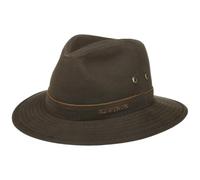 Stetson Traveller Waxed Cotton Avasun Mujer/Hombre - Sombrero de Tela Outdoor algodón con Ribete Verano/Invierno Primavera Verano Otoño Invierno - L (58-59 cm) marrón Oscuro
