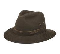 Stetson Traveller Waxed Cotton Avasun Mujer/Hombre - Sombrero de Tela Outdoor algodón con Ribete Verano/Invierno Primavera Verano Otoño Invierno - L (58-59 cm) marrón Oscuro