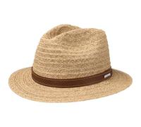 Stetson Sombrero de Rafia Barnell Traveller Hombre - Paja Verano Sol con Banda Piel Primavera/Verano - M (56-57 cm) Natural
