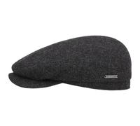 Stetson Belfast Flatcap - Gorra para hombre, diseño de espiga con forro interior de algodón para otoño e invierno, negro y gris, 60