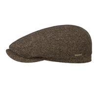 Stetson Belfast Flatcap Gorra plana para hombre de espiga con forro interior de algodón otoño invierno, marrón y negro, 60