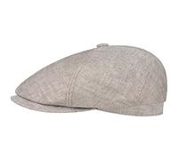 Stetson Gorra Gatsby de Lino Brooklin Mujer/Hombre - Made in The EU Gorros Verano Herringbone con Visera, Forro Primavera/Verano - L (58-59 cm) Beige