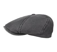 Stetson Brooklin Old Cotton Flatcap Hombre - Gorra plana en look desgastado - Gorra con protección UV 40 - Gorra plana con algodón - Gorra plana Primavera/Verano - Gorra de hombre negro XXL (62-63 cm)