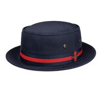 Stetson Sombrero de Tela Classic Band Pork Pie Hombre - algodón Sol con Banda Grosgrain, Grosgrain Verano Primavera/Verano - M (56-57 cm) Azul Oscuro