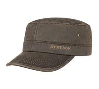Stetson Datto Army Cap Hombre Algodón Impermeable Invierno Verano Gorra Militar Protección Solar UV 40+ Urbano Imitación Cuero Desgastado Oilskin