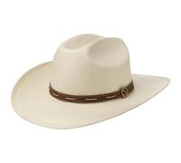 Stetson Edcouch Sombrero Western Paja Toyo Corona Cattleman Banda de Piel Hombre Primavera Verano