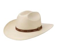 Stetson Sombrero de Paja Edcouch Oeste Toyo Hombre - Sol Vaquero Verano con Banda Piel Primavera/Verano - XL (60-61 cm) Natural