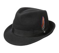 Stetson Trilby de Fieltro Elkader Mujer/Hombre - Sombrero Hombre Fedora con Banda Grosgrain Invierno Otoño Verano Primavera Verano/Invierno - XXL (62-63 cm) Negro