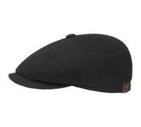 Stetson Gorra con Visera Hatteras Noir, Mujer/Hombre - Gorra Plana con Lana y Cachemira - otoño/Invierno - Boina con Forro de Franela - Gorra chata Negro 56 cm