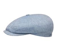 Stetson Gorra de Lino Hatteras Classic Mujer/Hombre - Made in The EU Newsboy con Visera, Forro Invierno Otoño Primavera Verano Verano/Invierno - 60 cm Celeste