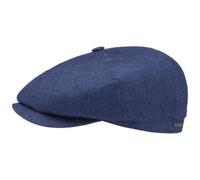 Stetson Gorra de Lino Hatteras Classic Mujer/Hombre - Made in The EU Newsboy con Visera, Forro Invierno Otoño Primavera Verano Verano/Invierno - 57 cm Azul-mélange