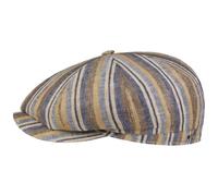 Stetson Gorra de Lino Hatteras Sacota Mujer/Hombre - Made in The EU Newsboy Gorro Ivy con Visera, Forro, Forro Primavera/Verano Primavera Verano - M (56-57 cm) Beige-Azul