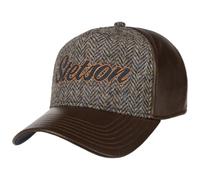 Stetson Gorra de Piel Harris Tweed Hombre - béisbol Hebilla Metal, con Visera, Visera otoño/Invierno Invierno - Talla única marrón Oscuro