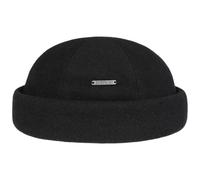 Stetson Gorra Docker Sparr Hombre - Made in The EU Forro Polar Beanie de Lana Gorro con Vuelta Vuelta, Docker, Forro, otoño/Invierno - XL (60-61 cm) Negro