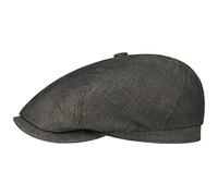 Stetson Gorra Gatsby de Lino Brooklin Mujer/Hombre - Made in The EU Gorros Verano Herringbone con Visera, Forro Primavera/Verano - L (58-59 cm) Antracita