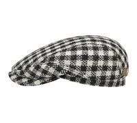 Stetson Gorra Harris Tweed Twotone Check Hombre - Made in Germany de Lana Gorro Ivy con Visera, Forro Invierno otoño/Invierno - 58 cm Negro-Blanco
