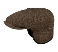 Stetson Gorra Hatteras Classic Ear Flaps Hombre - Made in The EU Newsboy de Lana Protector Orejas con Visera, Orejeras, Forro otoño/Invierno - XXL (62-63 cm) marrón-Negro