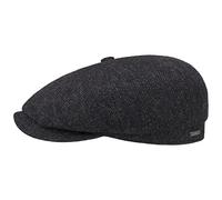 Stetson Gorra Hatteras Classic Wool Hombre - Newsboy de Lana con Visera, Forro, Forro otoño/Invierno - 59 cm Negro-Gris
