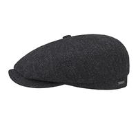 Stetson Gorra Hatteras Classic Wool Hombre - Newsboy de Lana con Visera, Forro, Forro otoño/Invierno - 62 cm Negro-Gris