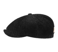 Stetson Gorra Hatteras Corduroy Jersey Hombre - Made in The EU Newsboy Gorro Ivy con Visera, Forro Invierno otoño/Invierno - M (56-57 cm) Negro