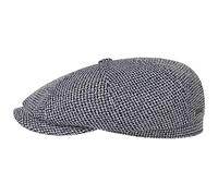Stetson Gorra Hatteras Cotton Jersey Hombre - Made in The EU de algodón Newsboy con Visera Verano Primavera/Verano - L (58-59 cm) Negro-Blanco