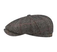 Stetson Gorra Hatteras Gallanger Wool Mujer/Hombre - Made in The EU de Lana Newsboy con Visera, Forro Invierno otoño/Invierno - L (58-59 cm) Beige-Negro