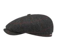 Stetson Gorra Hatteras Gallanger Wool Mujer/Hombre - Made in The EU de Lana Newsboy con Visera, Forro Invierno otoño/Invierno - XL (60-61 cm) Negro-Gris