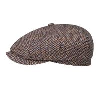 Stetson Gorra Hatteras Harris Tweed Freestyle Hombre - Made in The EU Newsboy con Visera, Forro Invierno otoño/Invierno - M (56-57 cm) Azul-Naranja