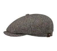Stetson Gorra Hatteras Harris Tweed Herringbone Hombre - Made in The EU Newsboy con Forro, Visera Invierno otoño/Invierno - 58 cm Antracita-Beige