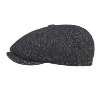 Stetson Gorra Hatteras Herringbone Stripe Hombre - Made in The EU de Lana Newsboy con Visera, Forro Invierno otoño/Invierno - XL (60-61 cm) Azul Oscuro