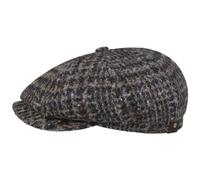 Stetson Gorra Hatteras Hoback Virgin Wool Hombre - Made in The EU de Lana Newsboy con Visera, Forro, Oversize Invierno otoño/Invierno - 57 cm Beige-Azul