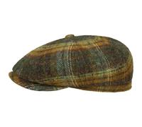 Stetson Gorra Hatteras Shetland Plaid Hombre - Newsboy con Visera, Forro Invierno otoño/Invierno - M (56-57 cm) Verde Oliva