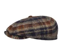 Stetson Gorra Hatteras Shetland Plaid Hombre - Newsboy con Visera, Forro Invierno otoño/Invierno - XL (60-61 cm) Azul Oscuro