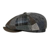Stetson Gorra Hatteras Viscott Patchwork Hombre - Made in The EU Newsboy con Visera, Visera otoño/Invierno Otoño Invierno - M (56-57 cm) marrón-Azul