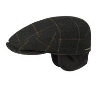 Stetson Gorra Plana con Orejeras Kent, Hombre - Gorra chata con Orejeras - Gorra con diseño en Espiga - otoño/Invierno - Gorra con Visera Verde Oliva-Negro 61 cm