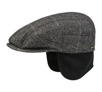 Stetson Gorra Plana con Orejeras Kent, Hombre - Gorra chata con Orejeras - Gorra con diseño en Espiga - otoño/Invierno - Gorra con Visera Gris-Negro L (58-59 cm)