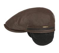 Stetson Gorra Plana con Orejeras Redding, Hombre - Gorra de Cuero (Vacuno) con Visera - con Forro de vellón - Gorra de Caballero otoño/Invierno - Gorra Gatsby marrón Oscuro XL (60-61 cm)