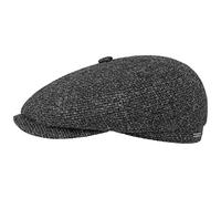 Stetson Gorra Plana de Lana Hatteras Shetland - Gorra de Hombre con Visera - Gorra chata de Lana - con Forro Interior de algodón - Gorra de Caballero otoño/Invierno Antracita 59 cm