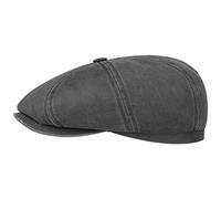 Stetson Gorra Plana Hatteras Old Cotton, Mujer/Hombre - Gorra Newsboy con protección UV 40 - Impermeable - Boina con algodón - Verano/Invierno Negro M (56-57 cm)
